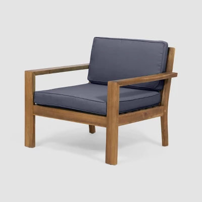 Santa Ana 4pc Acacia Wood Chat Set - Teak/Dark Gray - Christopher Knight Home 4 Santa Ana 4pc Acacia Wood Chat Set - Teak/Dark Gray - Christopher Knight Home - Image 2