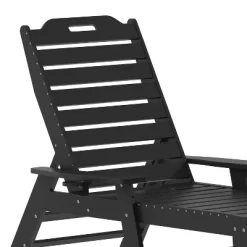 Merrick Lane Gaylord Adjustable Adirondack Lounger With Cup Holder- All-Weather Indoor/Outdoor HDPE Lounge Chair In Black -Outdoor Furniture Store GUEST 004b6c3b 8335 4ac8 b8ea 5eddf3a5f93f