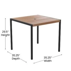 Emma And Oliver 35" Square All-Weather Faux Teak Patio Dining Table With Steel Frame - Seats 4 -Outdoor Furniture Store GUEST 0070f8b0 ad16 4f6c 8458 7f19c3aa0368