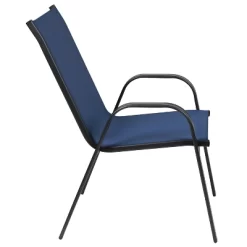Emma And Oliver 5 Pack Navy Outdoor Stack Chair With Flex Comfort Material - Patio Stack Chair -Outdoor Furniture Store GUEST 0073e6d5 5a47 424e afd4 d10ff7fc0d23