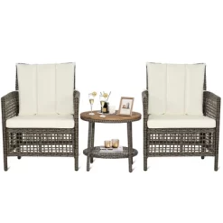 Costway Patiojoy 3PCS Patio Rattan Furniture Set Cushioned Sofas Wood Table Top W/Shelf 19 Costway Patiojoy 3PCS Patio Rattan Furniture Set Cushioned Sofas Wood Table Top W/Shelf -Outdoor Furniture Store GUEST 007b9ff8 c3fd 42f6 b14a d093e8528604
