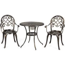 Costway 3PCS Patio Dining Set Aluminum Bistro Attached Removable Ice Bucket -Outdoor Furniture Store GUEST 00c4192d b341 4c22 8f8c de67701345d0