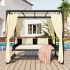 Patio Outdoor 3-Seat PE Rattan Swing Bed With Adjustable Curtains-ModernLuxe -Outdoor Furniture Store GUEST 00e5f565 2227 46f0 921d bac9511f6448
