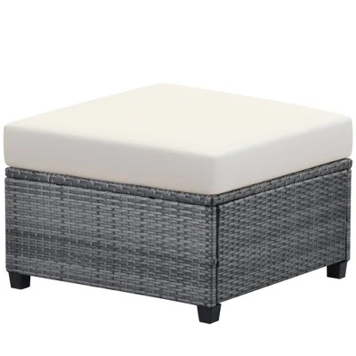 7pc Outdoor Wicker Seating Set With Cushions - Beige - GODEER 11 7pc Outdoor Wicker Seating Set With Cushions - Beige - GODEER - Image 9