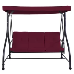 Costway Converting Outdoor Swing Canopy Hammock 3 Seats Patio Deck Furniture Wine Red -Outdoor Furniture Store GUEST 018271af 930c 437d bf9d ad0eed6e8ac3