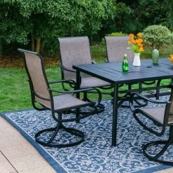 7pc Outdoor Dining Set With Swivel Sling Chairs & Large Metal Rectangle Table With Umbrella Hole - Gray - Captiva Designs 23 7pc Outdoor Dining Set With Swivel Sling Chairs & Large Metal Rectangle Table With Umbrella Hole - Gray - Captiva Designs -Outdoor Furniture Store GUEST 0187332f 7e6e 48b3 9734 e41ad4cab50d