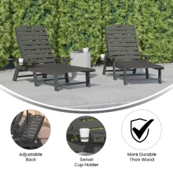 Flash Furniture Monterey Set Of 2 Adjustable Adirondack Loungers With Cup Holders- All-Weather Indoor/Outdoor HDPE Lounge Chairs -Outdoor Furniture Store GUEST 01a0258b 58f4 493b 8e2a 6bfe81479277