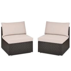Costway 2PCS Patio Rattan Armless Sofa Sectional Conversation Furniture Set W/Cushion -Outdoor Furniture Store GUEST 0247002f 053a 493f b63c a64640800d95