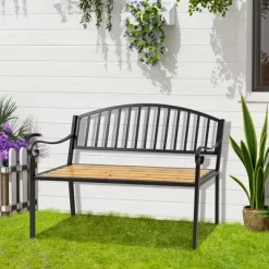 Outsunny 50" Garden Bench, Patio Loveseat With Antique Backrest, Wood Seat And Steel Frame For Backyard Or Porch 7 Outsunny 50" Garden Bench, Patio Loveseat With Antique Backrest, Wood Seat And Steel Frame For Backyard Or Porch -Outdoor Furniture Store GUEST 024daa26 2d58 4369 b66d b208ba1a316d