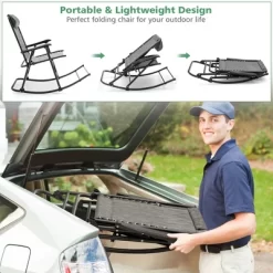 Costway Folding Zero Gravity Rocking Chair Outdoor Patio Headrest Turquoise Grey -Outdoor Furniture Store GUEST 026a7cff 0f1a 4806 8d99 eb5681d246d0