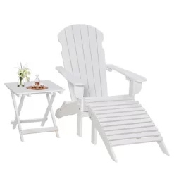 Outsunny 3-Piece Folding Adirondack Chair Set With Ottoman And Side Table, Outdoor Wooden Accent Furniture Fire Pit Lounge Chairs For Patio -Outdoor Furniture Store GUEST 0270cb9d c560 485d b77d 461d568d81be
