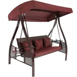 Sunnydaze Decor Sunnydaze Outdoor Deluxe 3-Person Patio Swing With Tilting Canopy Shade, Cushions And Side Tables -Outdoor Furniture Store GUEST 02c04973 0701 4ecc a8b1 ca0bced18056