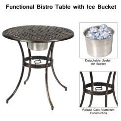 Costway 3PCS Patio Dining Set Aluminum Bistro Attached Removable Ice Bucket -Outdoor Furniture Store GUEST 030d4c38 0445 4947 b75f b31f87ed2a68