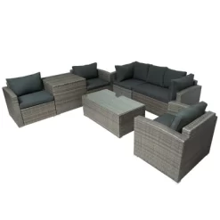 7pc Wicker Patio Seating Set With Storage Box - Gray - GODEER 21 7pc Wicker Patio Seating Set With Storage Box - Gray - GODEER -Outdoor Furniture Store GUEST 041714f9 6ef3 4c0e ae28 a34088ee5922