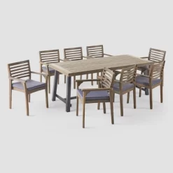 Atlantic 9pc Acacia Wood Dining Set - Christopher Knight Home -Outdoor Furniture Store GUEST 043623f1 692e 4706 922b eb1ea91849d9