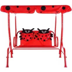 Costway Kids Patio Swing Chair Children Porch Bench Canopy 2 Person Yard Furniture Red -Outdoor Furniture Store GUEST 046ebda6 f366 4663 a87a 6118d78f9a18