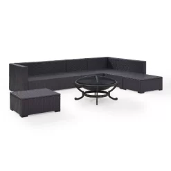 Biscayne 6pc Outdoor Wicker Sectional Set With Fire Pit - Crosley -Outdoor Furniture Store GUEST 046f9b9c c3f2 46f1 8d36 1b093afa746a