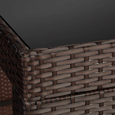 Teal Island Designs Modern Rattan Rectangular Outdoor Bar Table And Chairs Furniture 39 1/2" X 19 3/4" Dark Brown For Front Porch Patio 6 Teal Island Designs Modern Rattan Rectangular Outdoor Bar Table And Chairs Furniture 39 1/2" X 19 3/4" Dark Brown For Front Porch Patio - Image 4