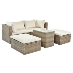 5pc Wicker Patio Seating Set With Cushions - Brown/Beige - GODEER -Outdoor Furniture Store GUEST 04af27d1 9f3c 4796 9f75 45352a22255f