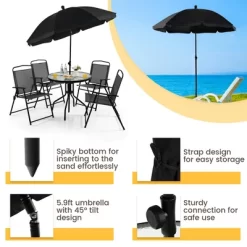 Costway 6 PCS Patio Dining Set Folding Chairs Glass Table Tilt Umbrella Garden 18 Costway 6 PCS Patio Dining Set Folding Chairs Glass Table Tilt Umbrella Garden -Outdoor Furniture Store GUEST 04c4d182 693e 4948 935e ecd347a98d6d