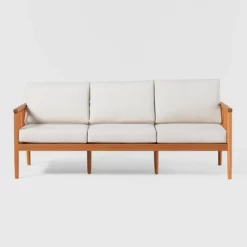 Saracina Home Modern Boho Eucalyptus Outdoor Spindle Sofa With Cushions -Outdoor Furniture Store GUEST 04e5029d eb50 4f5b 8d95 13142d3bda9f