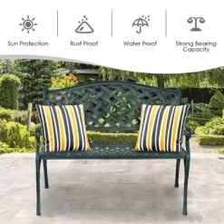 Costway 40'' Outdoor Antique Garden Bench Aluminum Frame Seats Chair Patio Garden Furni -Outdoor Furniture Store GUEST 05064b11 47a4 41d2 bf0d ec558e91575c