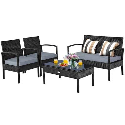 Costway 4PCS Patio Rattan Furniture Set Garden Deck 11 Costway 4PCS Patio Rattan Furniture Set Garden Deck - Image 9