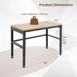 Costway 48" Adjustable Work Bench Heavy-Duty Steel Frame Worktable With Power Outlets -Outdoor Furniture Store GUEST 05d98875 a4de 40b2 9873 792ff09ab65e