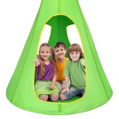 Costway 32'' Kids Nest Swing Chair Hanging Hammock Seat For Indoor Outdoor GreenBlue -Outdoor Furniture Store GUEST 05e7c06d 46e4 47cf a50a 1098a4470d07