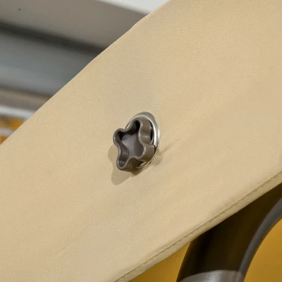 Outsunny 3-Seat Patio Swing Chair, Outdoor Canopy Swing Glider With Cushion, Adjustable Shade, And Slatted Design, For Porch, Garden, Poolside, Beige 7 Outsunny 3-Seat Patio Swing Chair, Outdoor Canopy Swing Glider With Cushion, Adjustable Shade, And Slatted Design, For Porch, Garden, Poolside, Beige - Image 5