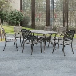 Gardenised Indoor And Outdoor Bronze Dinning Set 6 Chairs With 1 Table Bistro Patio Cast Aluminum. 18 Gardenised Indoor And Outdoor Bronze Dinning Set 6 Chairs With 1 Table Bistro Patio Cast Aluminum. -Outdoor Furniture Store GUEST 0675191d 56a5 43f6 bef0 e9159955469b
