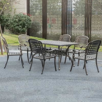 Gardenised Indoor And Outdoor Bronze Dinning Set 6 Chairs With 1 Table Bistro Patio Cast Aluminum. 10 Gardenised Indoor And Outdoor Bronze Dinning Set 6 Chairs With 1 Table Bistro Patio Cast Aluminum. - Image 8