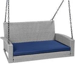 Best Choice Products Woven Wicker Hanging Porch Swing Bench For Patio, Deck W/ Mounting Chains, Seat Cushion -Outdoor Furniture Store GUEST 06cba70a ff37 4564 868f e921684d984c