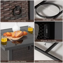 Tangkula Patio Rattan 7PCS Cushioned Chair Set Furniture Set Thick Cushion W/ 50,000 BTU Propane Fire Pit Table For Garden Black/Navy/Red/Turquoise/Off White -Outdoor Furniture Store GUEST 06cbade8 d691 4c12 838d ddc73c2281f8