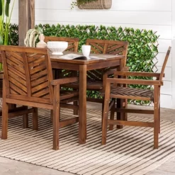 7pc Slatted Chevron Acacia Patio Dining Set - Saracina Home -Outdoor Furniture Store GUEST 0739b11c 311d 443b 9be9 5f58fdbea9ef