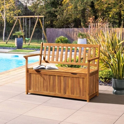 Londonderry 47" Acacia Wood Outdoor Storage Bench - Natural - Alaterre Furniture 3 Londonderry 47" Acacia Wood Outdoor Storage Bench - Natural - Alaterre Furniture