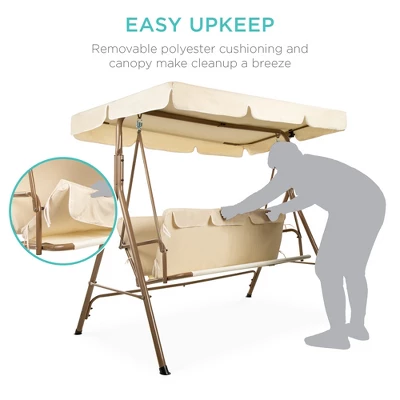 Best Choice Products 2-Person Outdoor Large Convertible Canopy Swing Glider Lounge Chair W/ Removable Cushions 6 Best Choice Products 2-Person Outdoor Large Convertible Canopy Swing Glider Lounge Chair W/ Removable Cushions - Image 4