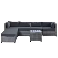 7pc Outdoor Set With Rattan Sofa & Cushions - Gray - GODEER 18 7pc Outdoor Set With Rattan Sofa & Cushions - Gray - GODEER -Outdoor Furniture Store GUEST 082fd200 0877 4f0a bff3 a14ad2eef1de