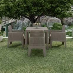 Lucca 5pc Dining Set With Cushions - Gray/Beige - DUKAP -Outdoor Furniture Store GUEST 083875f2 01a1 44eb b9d5 6cbb398734ff