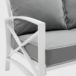 Kaplan Outdoor Metal Sofa White With Gray Cushions - Crosley -Outdoor Furniture Store GUEST 08547770 d3f2 4d34 8c3d acf4adab34f7