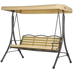 Outsunny 3-Seat Patio Swing Chair, Outdoor Canopy Swing Glider With Cushion, Adjustable Shade, And Slatted Design, For Porch, Garden, Poolside, Beige 9 Outsunny 3-Seat Patio Swing Chair, Outdoor Canopy Swing Glider With Cushion, Adjustable Shade, And Slatted Design, For Porch, Garden, Poolside, Beige -Outdoor Furniture Store GUEST 094b51b6 3179 4ed3 9e5c e4f45c86dd98