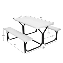 Costway Picnic Table Bench Set Outdoor Backyard Patio Garden Party Dining All Weather White -Outdoor Furniture Store GUEST 09603f7d 6d42 457b 8c46 935cfe0daf3f