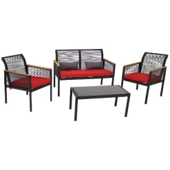 Sunnydaze Decor Sunnydaze Outdoor Rattan Coachford Patio Conversation Furniture Set With Loveseat, Chairs, Seat Cushions, And Coffee Table - 4pc 21 Sunnydaze Decor Sunnydaze Outdoor Rattan Coachford Patio Conversation Furniture Set With Loveseat, Chairs, Seat Cushions, And Coffee Table - 4pc -Outdoor Furniture Store GUEST 09776acf b129 487e 8c57 22b29b18d4af