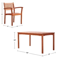 Azen 5pc Outdoor Dylan Coastal Eucalyptus Hardwood Dining Set Red Brown -Outdoor Furniture Store GUEST 097786e1 2a42 4834 b6e1 cb79c25b0779