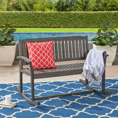 Regatta Acacia Patio Rocking Loveseat - Dark Gray - Christopher Knight Home 3 Regatta Acacia Patio Rocking Loveseat - Dark Gray - Christopher Knight Home