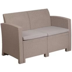 Merrick Lane Outdoor Furniture Resin Loveseat Faux Rattan Wicker Pattern 2-Seat Loveseat With All-Weather Cushions -Outdoor Furniture Store GUEST 0a2d735a 148c 4b8e 82f2 a0af794dbf45