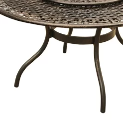 59" Round Ornate Traditional Outdoor Mesh Lattice Aluminum Dining Table With Lazy Susan - Bronze - Oakland Living -Outdoor Furniture Store GUEST 0abb948c dafe 4869 a834 791fe4ea322c