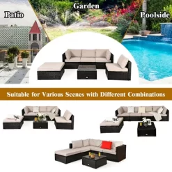 Costway 6PCS Outdoor Rattan Furniture Set Patio Seating Set Cushioned Ottoman -Outdoor Furniture Store GUEST 0b50aecc 0457 4f0e 94b1 6f5ae37ed256