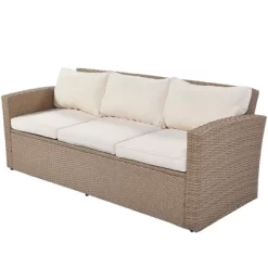 4pc Outdoor Wicker Conversation Set With Cushions - Beige - GODEER -Outdoor Furniture Store GUEST 0b77e44c 3574 40b9 b244 884865d45adc