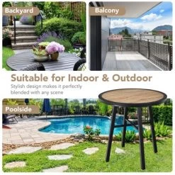 Costway 29'' Patio Round Bistro Metal Table Wood-Like Top Garden Deck Backyard -Outdoor Furniture Store GUEST 0b835508 6d78 4b18 9059 a766ed3628a7